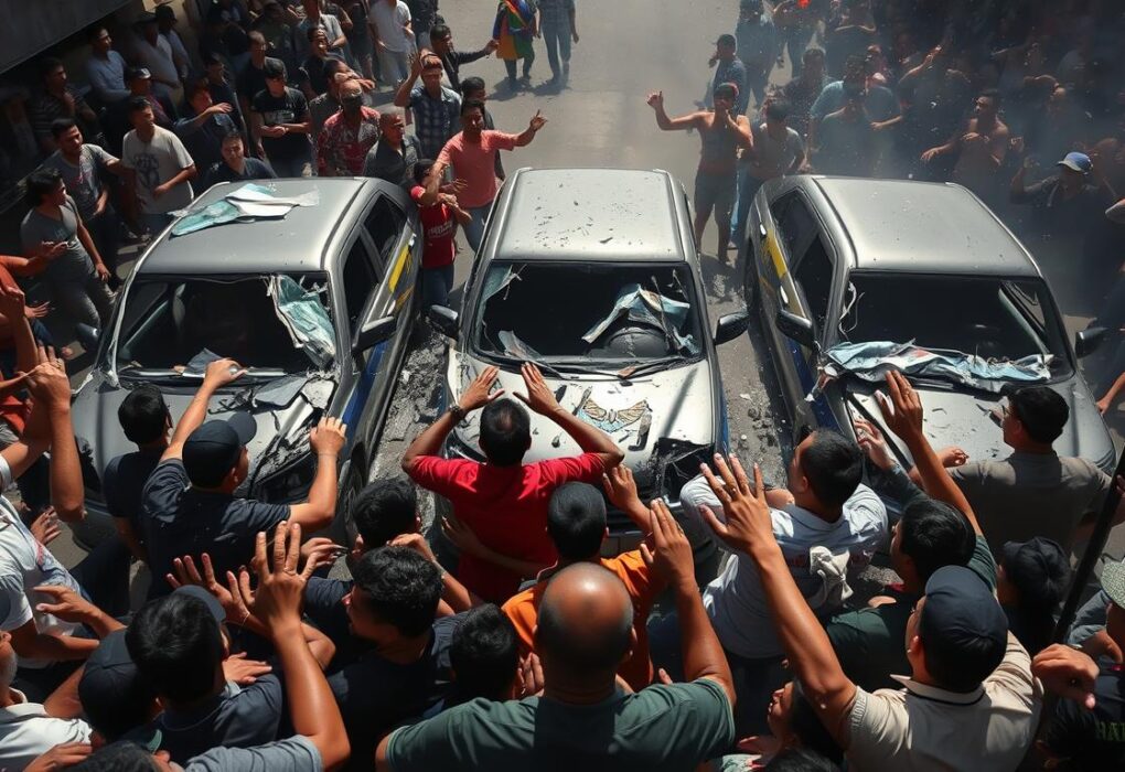 3 Mobil Polisi Dirusak Massa Saat Tangkap Pelaku Penganiayaan di Depok